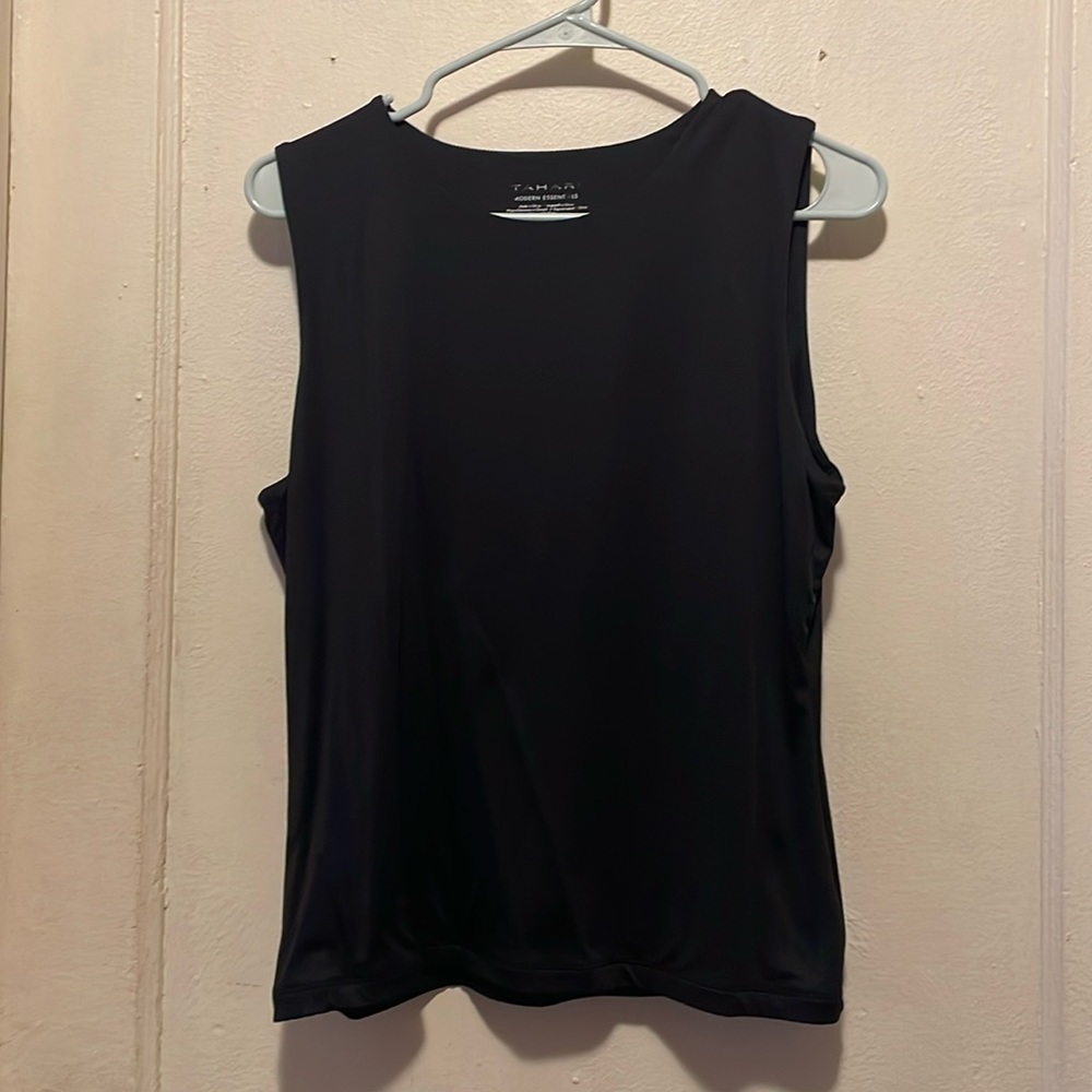 Tahari Modern Essentials Black Sleeveless Shine Top